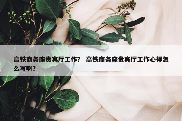 高铁商务座贵宾厅工作？ 高铁商务座贵宾厅工作心得怎么写啊？