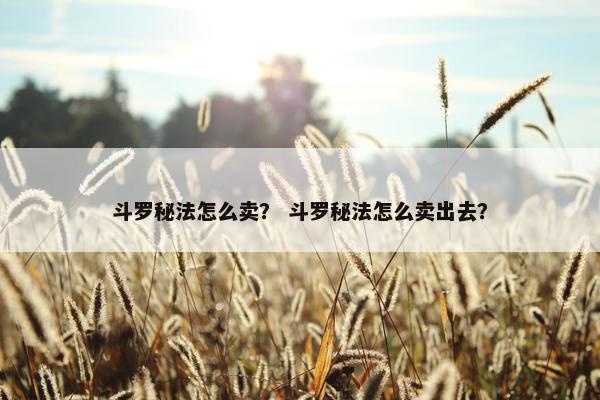 斗罗秘法怎么卖？ 斗罗秘法怎么卖出去？