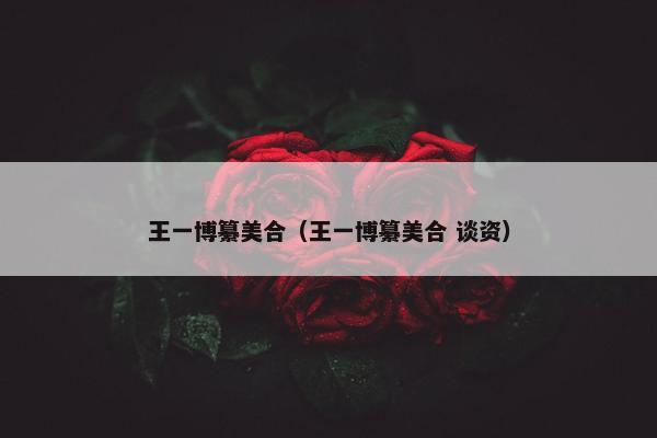 王一博纂美合（王一博纂美合 谈资）