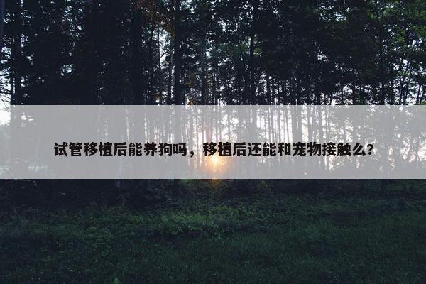 试管移植后能养狗吗，移植后还能和宠物接触么?