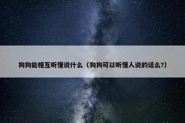 狗狗能相互听懂说什么（狗狗可以听懂人说的话么?）
